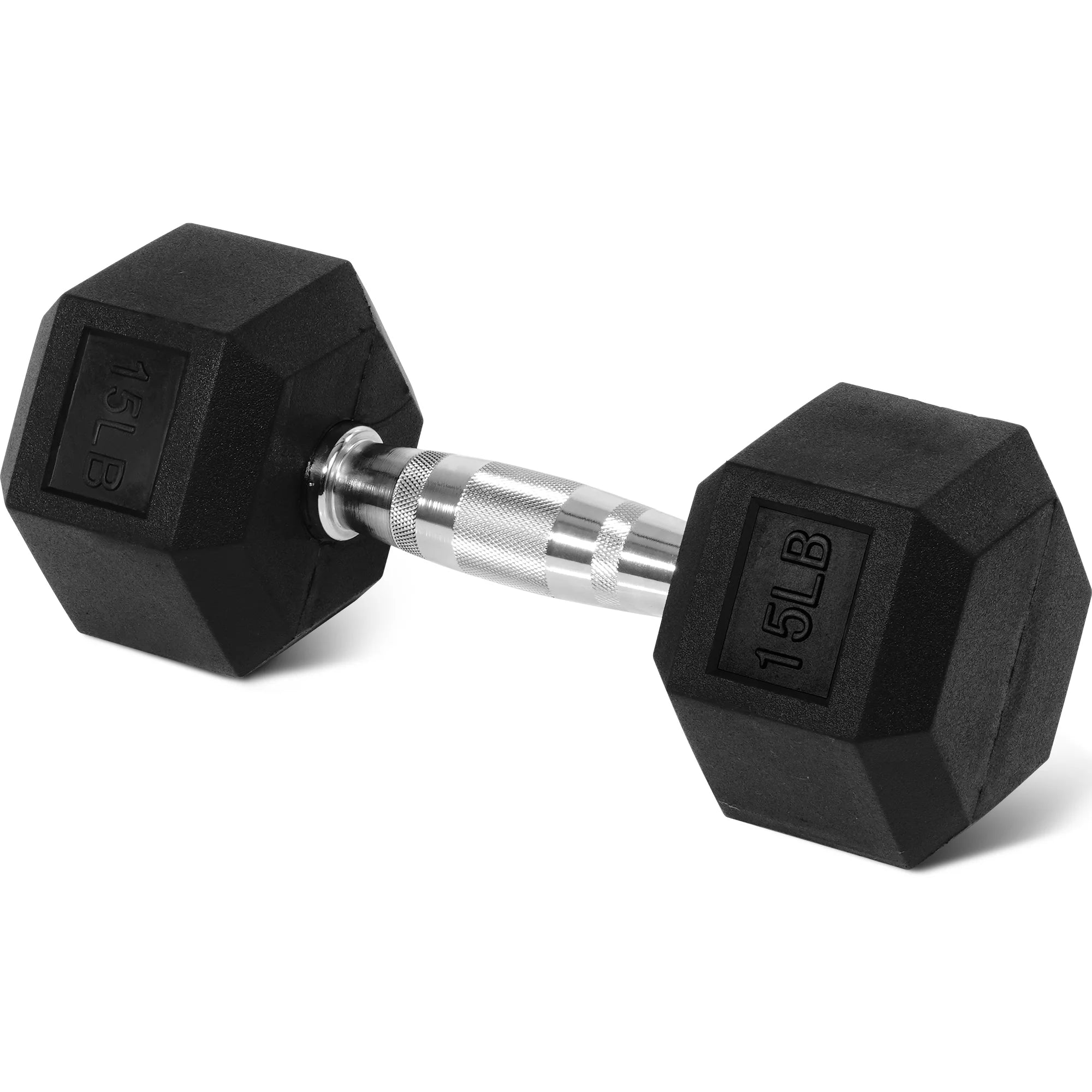 Rubber Encased Hex Dumbbell, Anti-Roll, Black, 35 Lb, Assembled Product Weight, Single