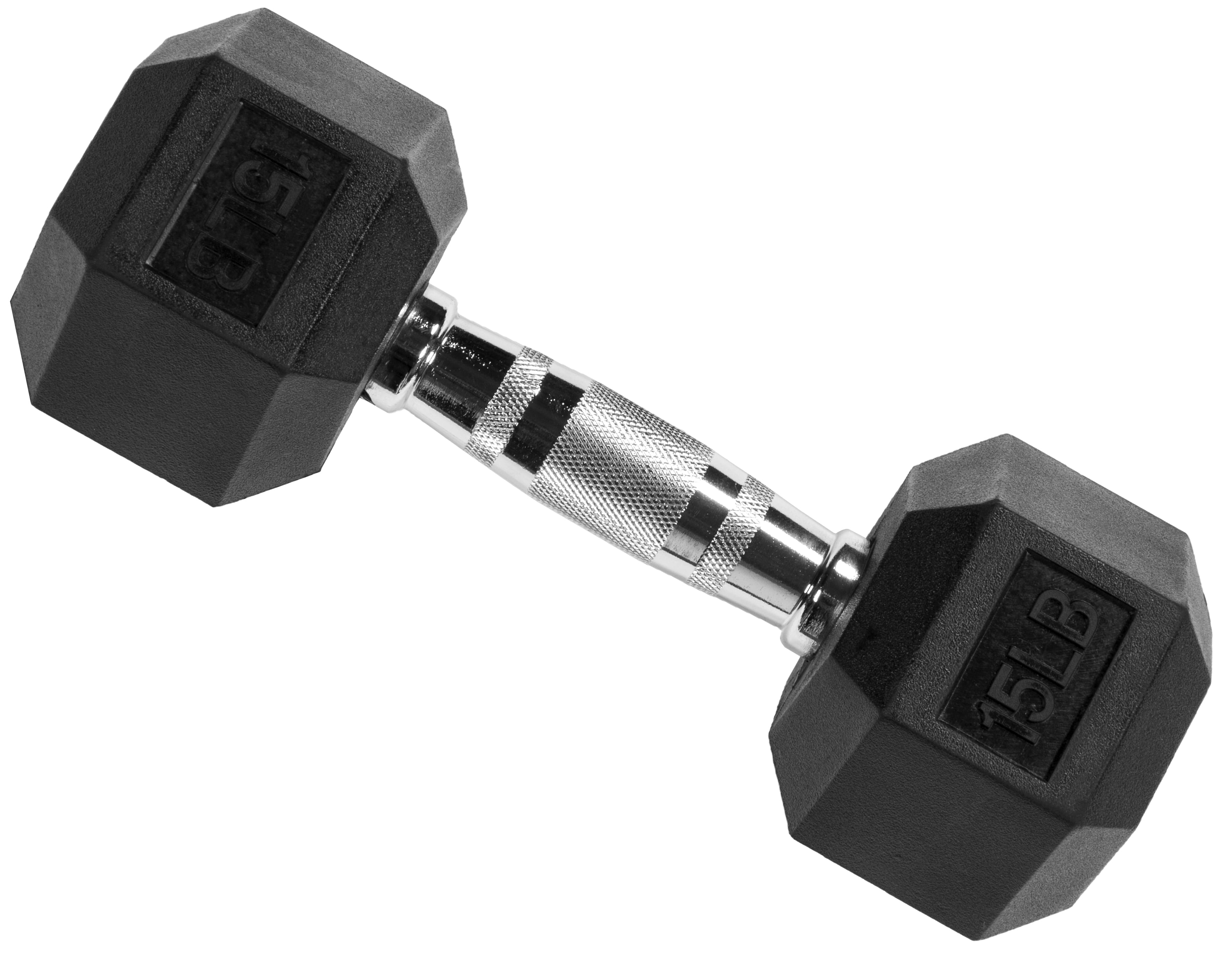 Rubber Encased Hex Dumbbell, Anti-Roll, Black, 35 Lb, Assembled Product Weight, Single